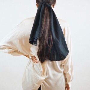 Black scarf | Chiffon silk scarf | vintage scarf